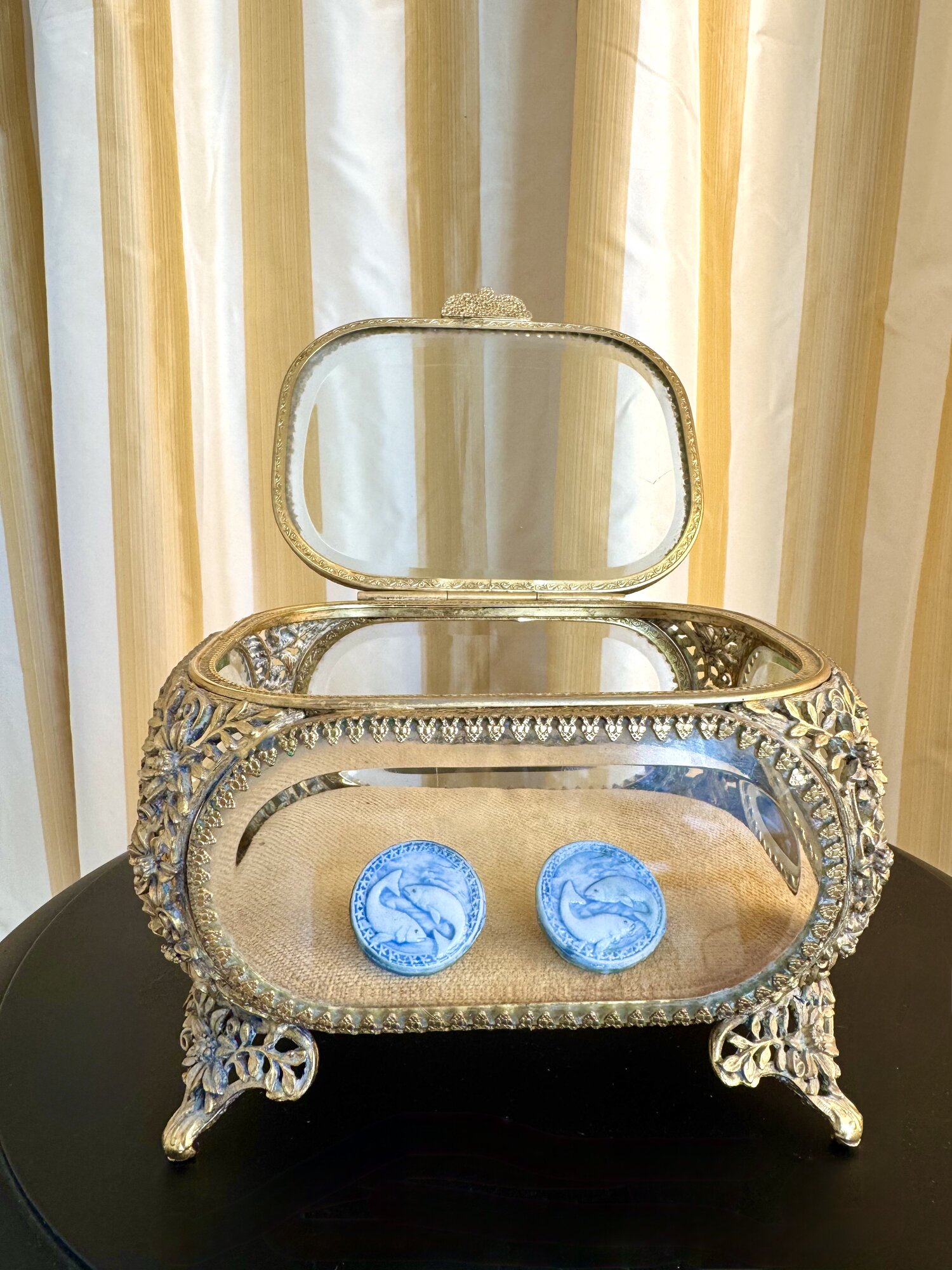 Blue Pisces Glazed Stud