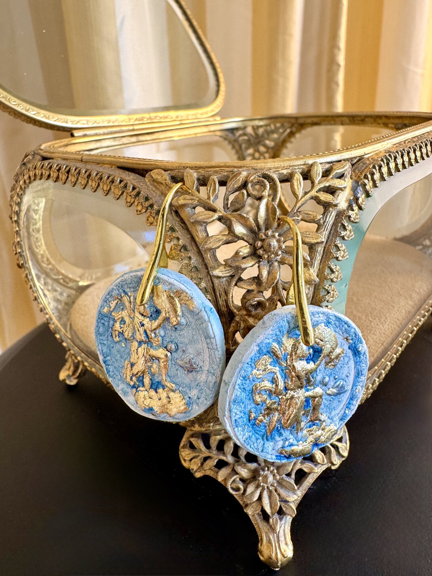 Bright Blue Gold Aquarius Dangle